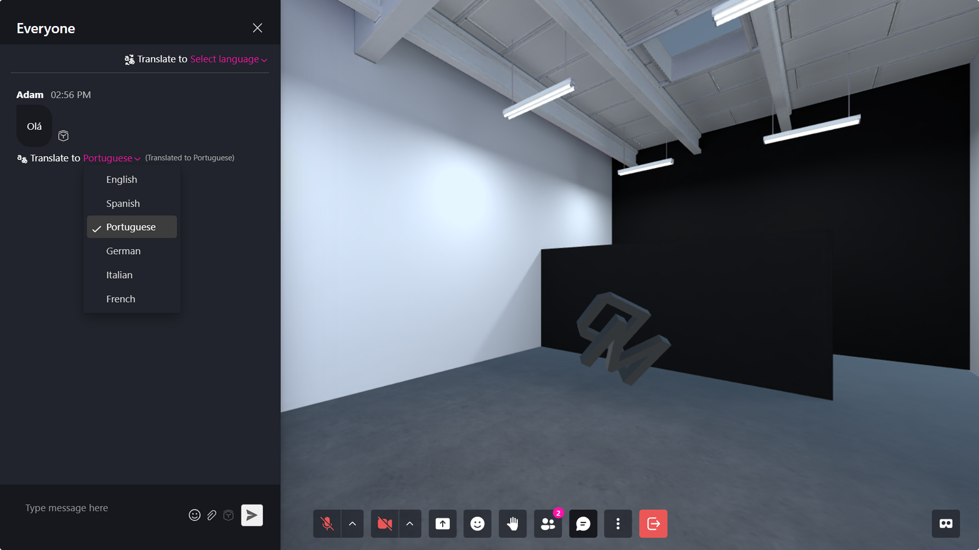 Metaverse - Opened Chat Menu