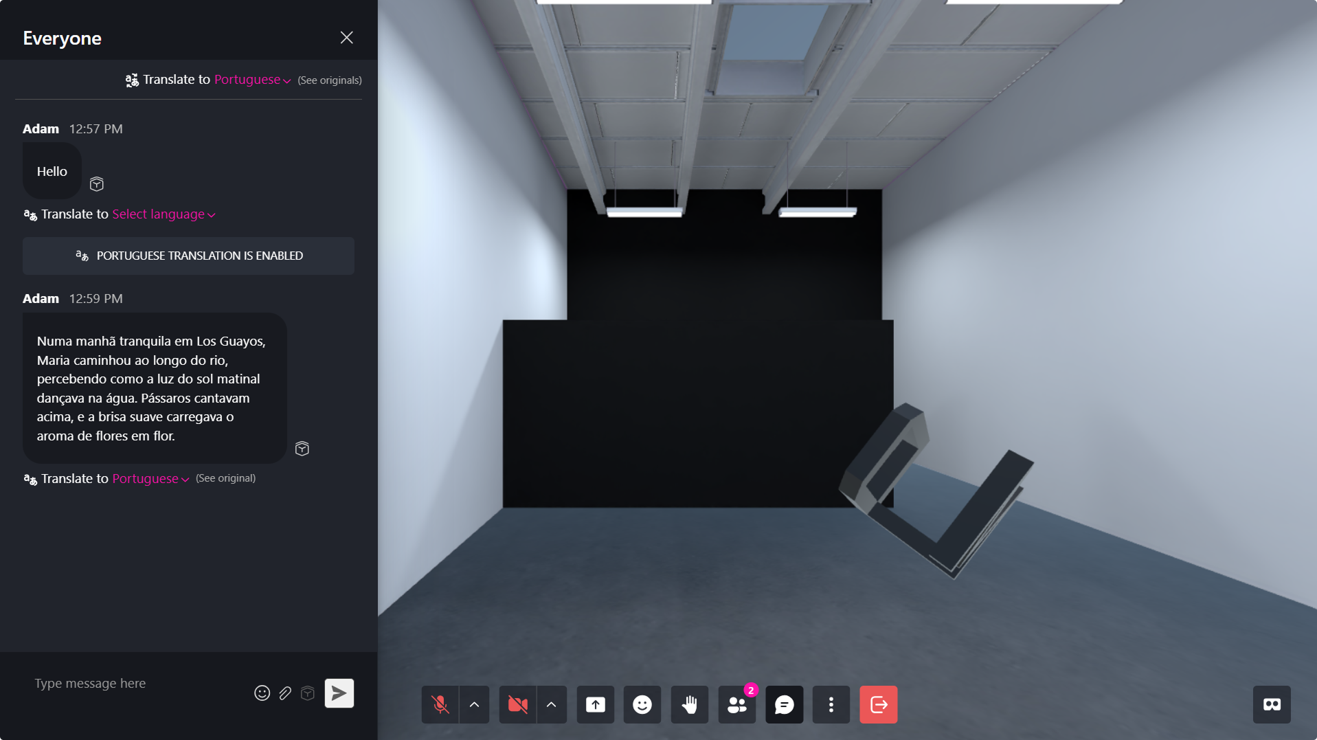 Metaverse - Opened Chat Menu